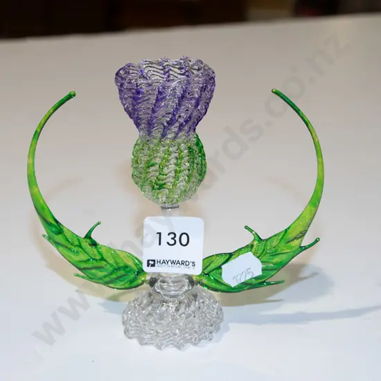 hand blown glass Scottish thistle candlestick H120