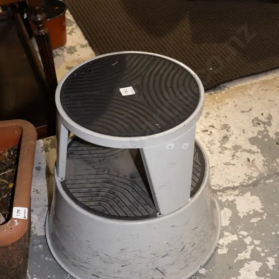 mid century metal step stool on casters
