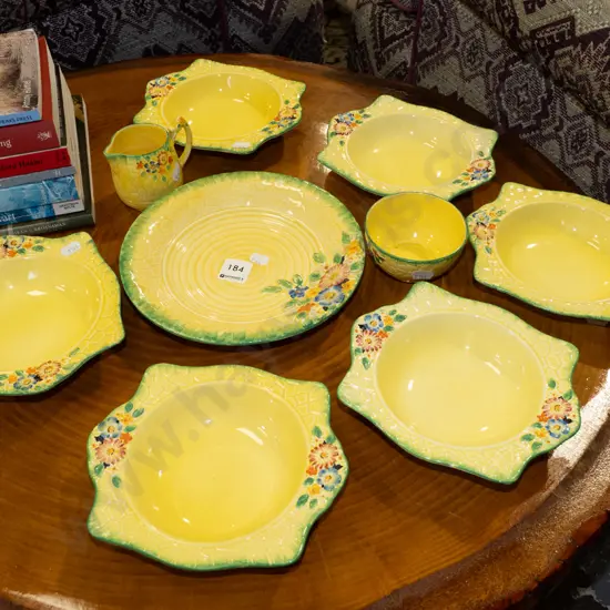 Crown Devon hand painted sweet bowls, creamer, sugar etc