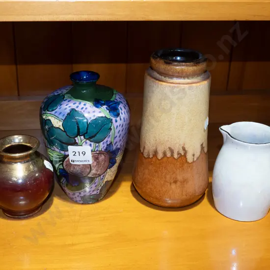 jug and 3 vases - Phoenix Florant has repair Tallest H200