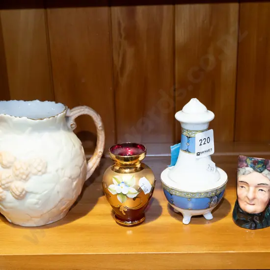 jug, vase, toby jug, pepper and salt - some damage