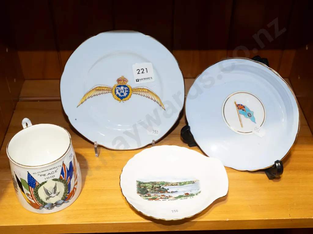 WWI patriotic plate, saucer, peace mug, scallop shell ashtray Image 1++