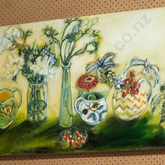 acrylic on boxed canvas - still life flowers