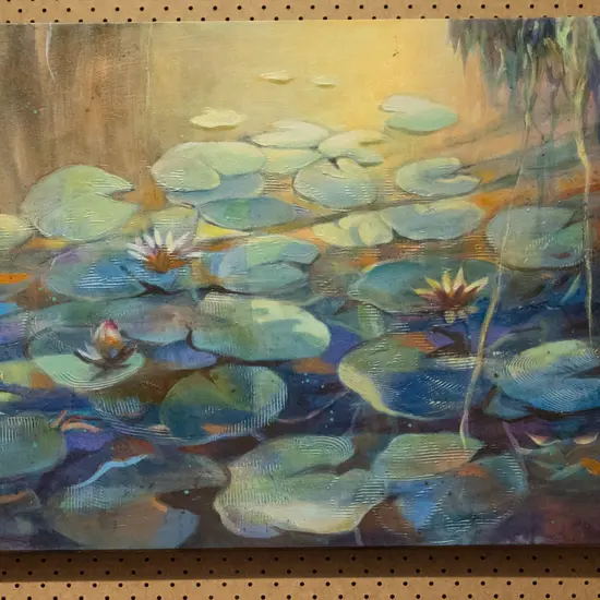 Joan Lindsay '99 -  acrylic on boxed canvas - water lillies