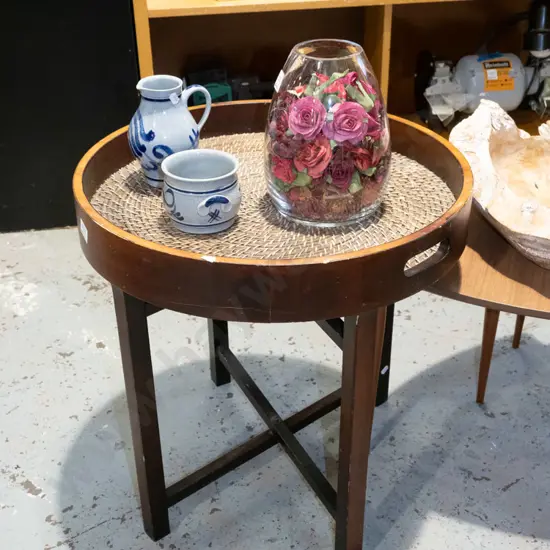 circular butler's tray on stand