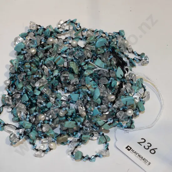 artisan pearls aqua amythest quartz & howlite necklace 96gm