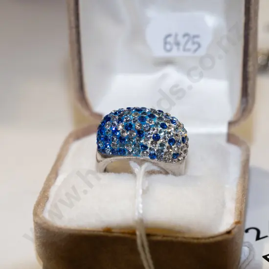 sterling silver ombre crystal ring 8gm