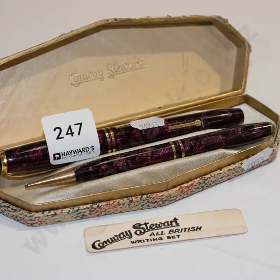 vintage Conway Stewart fountain pen & pencil set