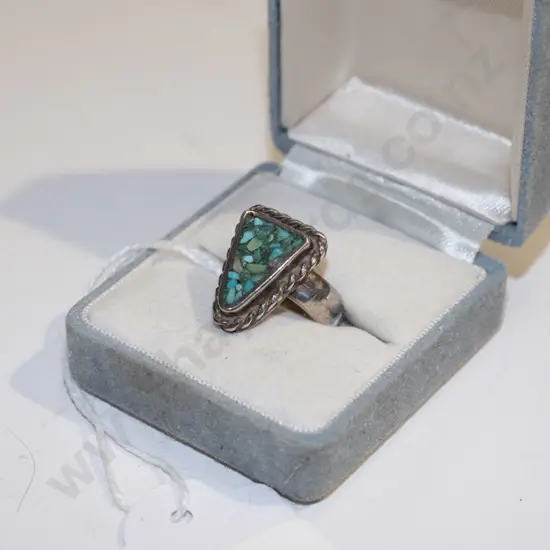 turquoise chip ring 7gm - small nibble to ring