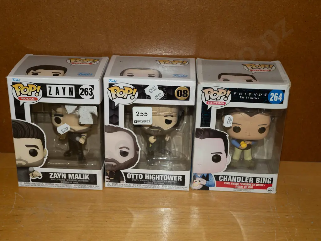 3x Pop figurines; Zayn Malik, Otto Hightower, Chandler Bing Image 1++