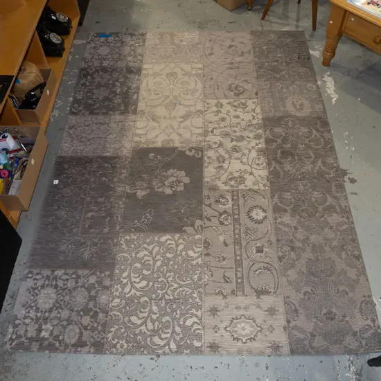 woven distressed style floor mat - floral patterns L1240 W1550