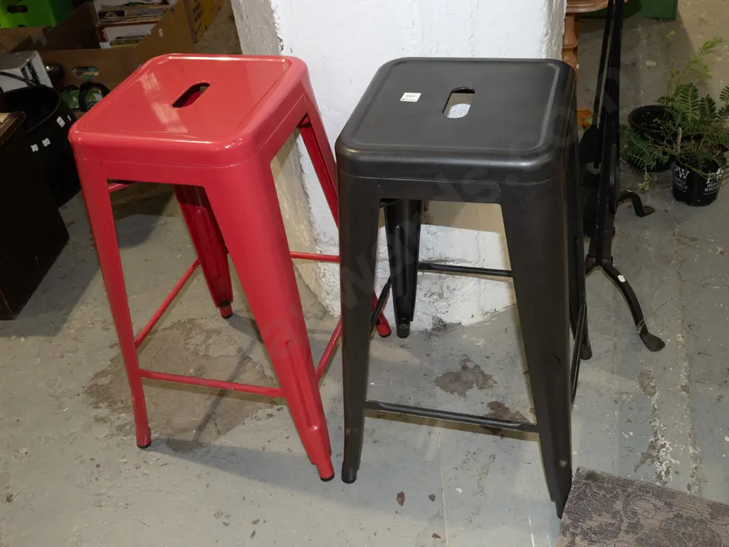 charcoal and red metal bar stools Image 1++