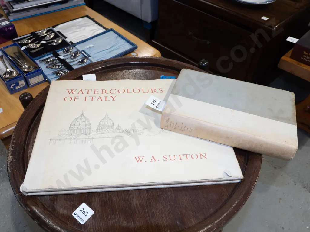 2x books; W Sutton  watercolours of Italy book and 1 other signed book Image 1++