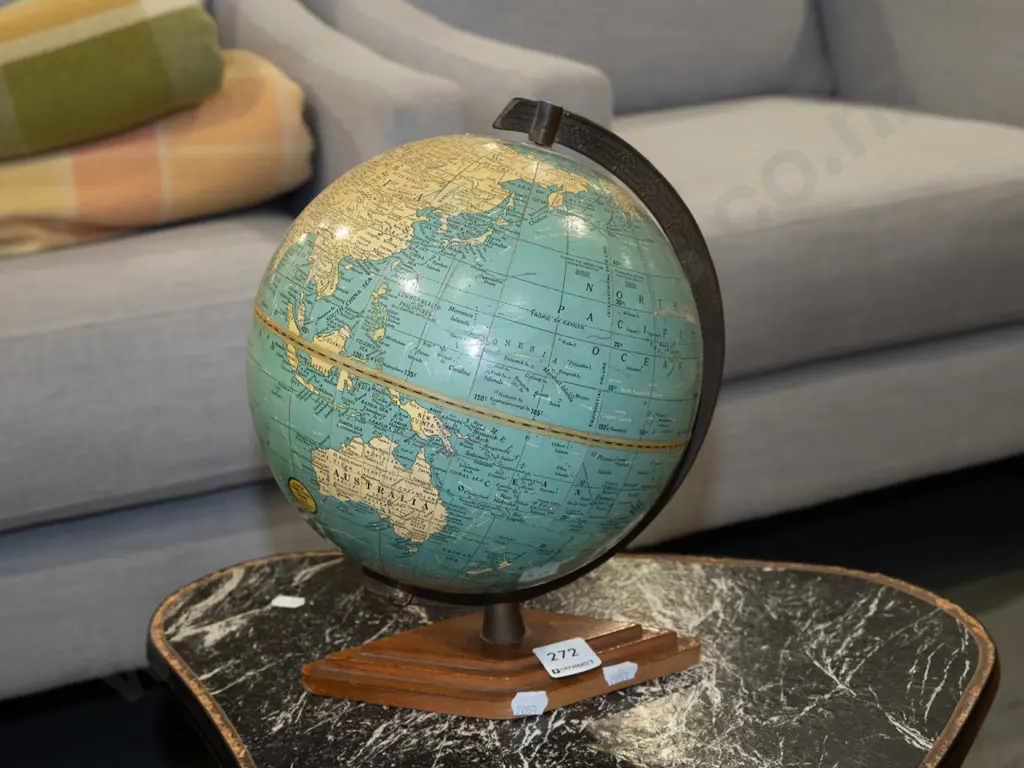 small world globe on wooden stand H270 Image 1++