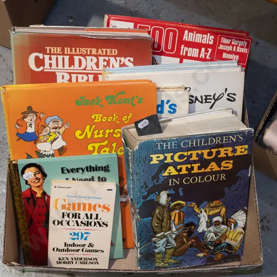box; various books
