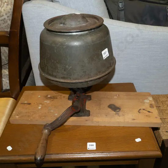 vintage metal butter churn