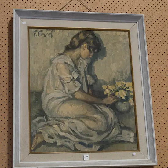 framed print - woman and flowers