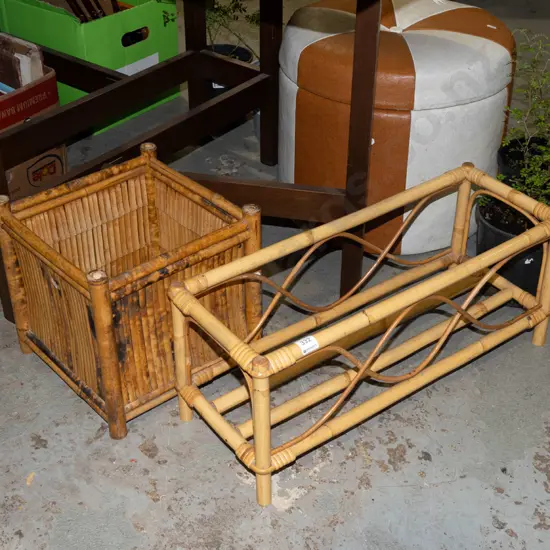 2x bamboo jardiniere stands