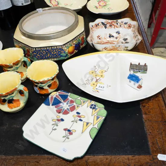 Carlton dish, miniature cottages, plate etc