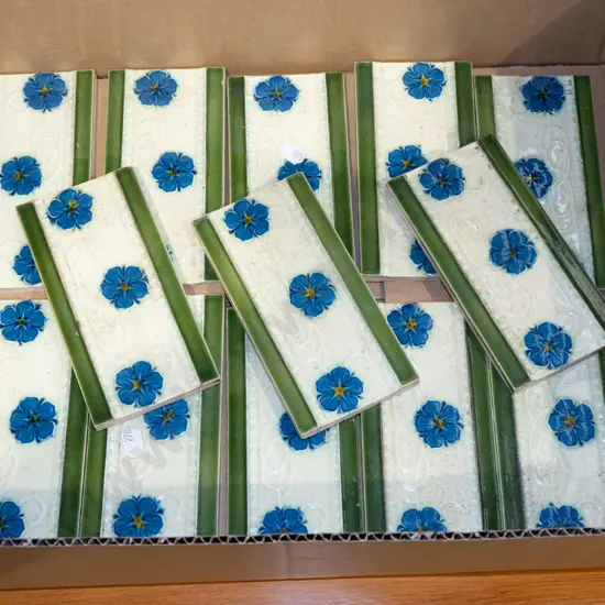 box; blue floral wall tiles