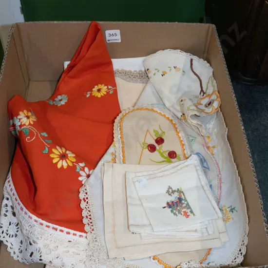 box; hand needlework linen