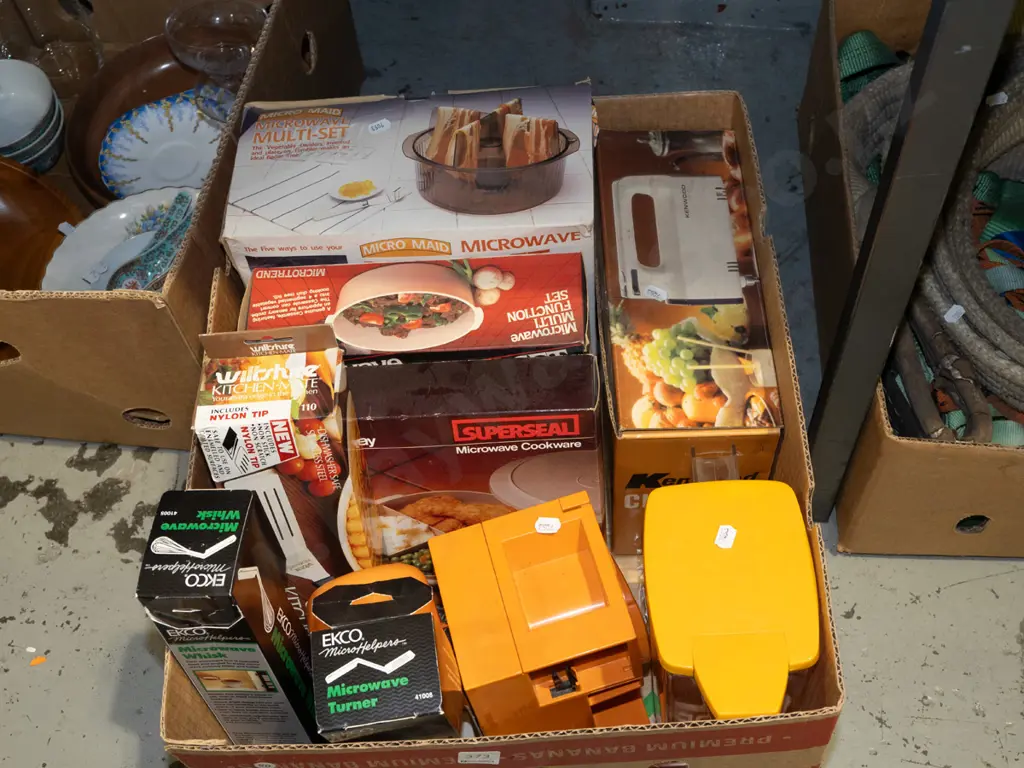 box; microwave cooking bowls, Kenwood mixer etc Image 1++