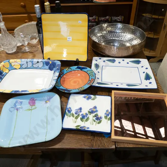 Temuka pottery serving dishes, mirror etc