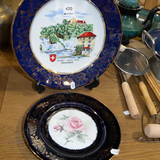 Swiss wall charger, Limoges pink rose plate