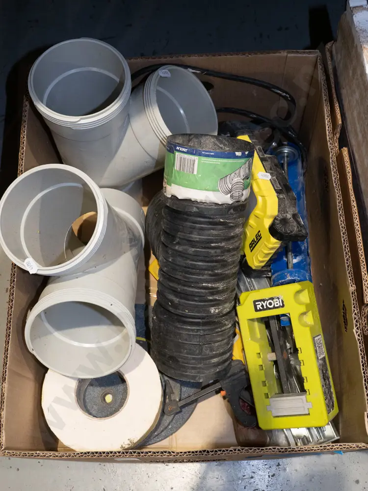 box; plumbing fittings, sharpening stones, drawer runners etc Image 1++