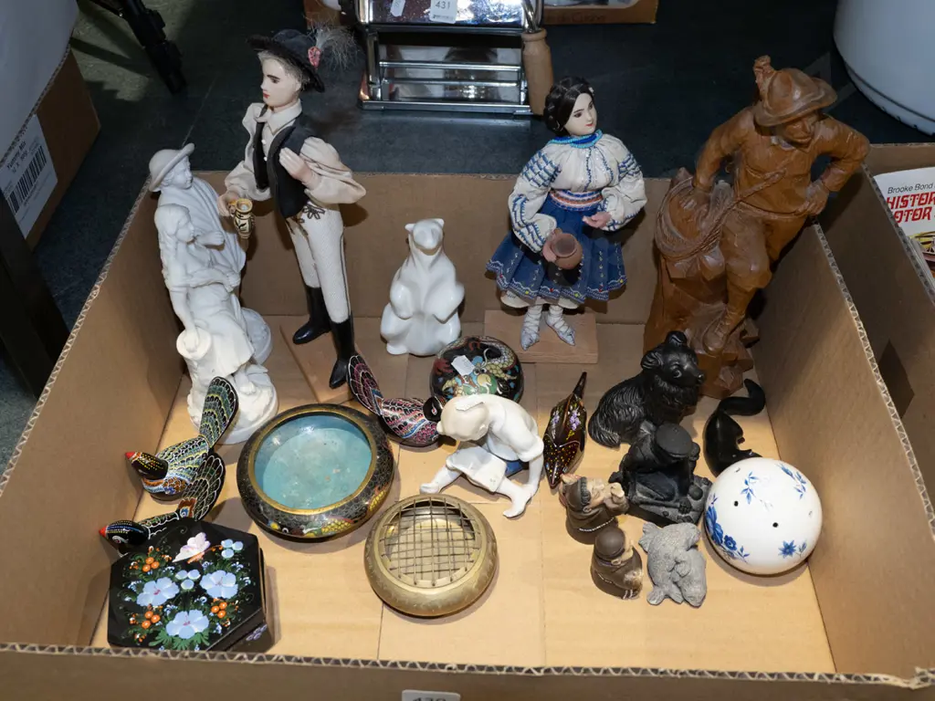 box; various figurines, cloisonne etc Image 1++