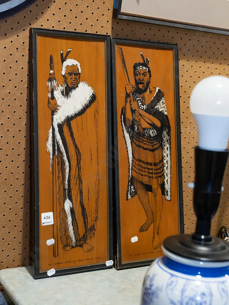 2x NZ Maori warroir prints on board - need restringing Image 1++