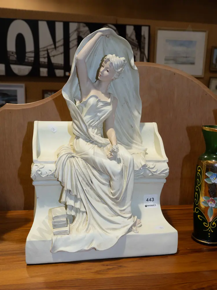 composite figurine - lady on  bench H380 Image 1++