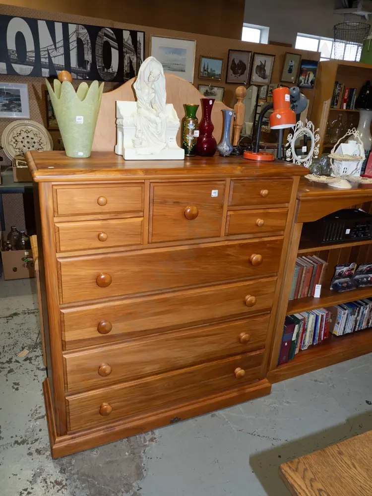 solid rimu and pine 9 drawer Scotch chest H1200 W1070 D420 Image 1++