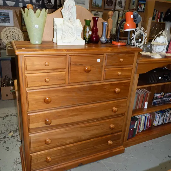 solid rimu and pine 9 drawer Scotch chest H1200 W1070 D420