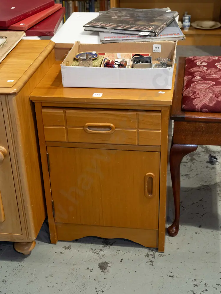 mid century 1 door 1 drawer bedside cabinet  Image 1++