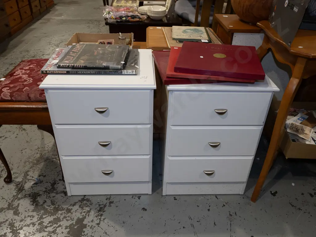 2x mdf melteca 3 drawer bedside cabinets Image 1++