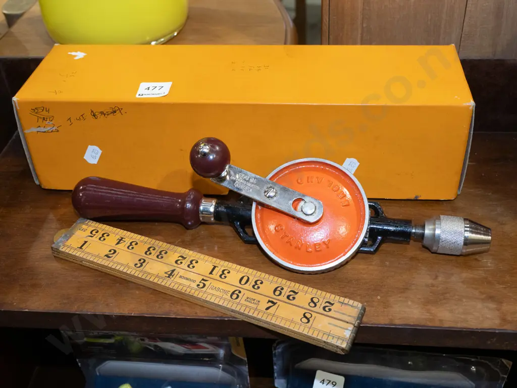 Stanley egg beater drill, builder's rule Image 1++