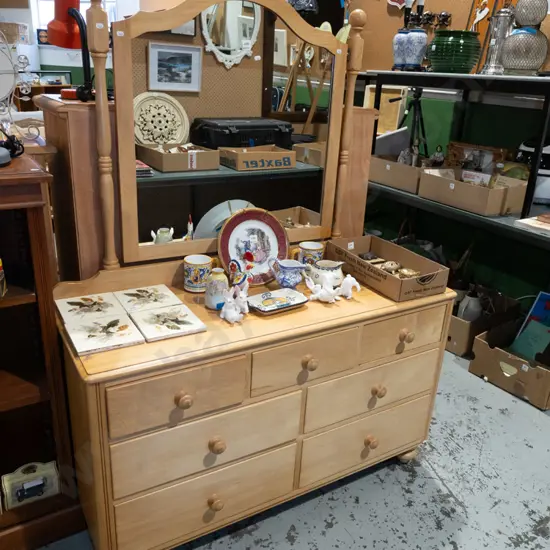 rimu 7 drawer mirror back dresser H1500 W1140 D470