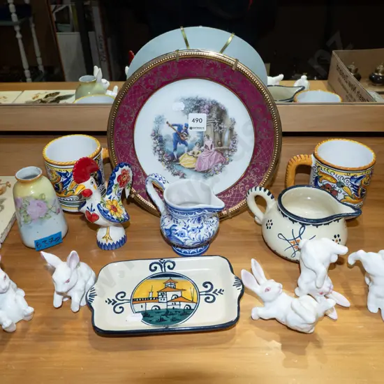 Limoges romance plate, jugs, Italian coffee mugs etc