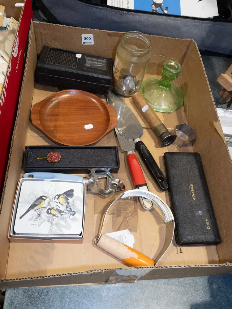 box; coasters, utensils, candlestick etc Image 1++