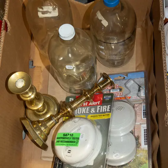 box; beer flagons, smoke alarms etc