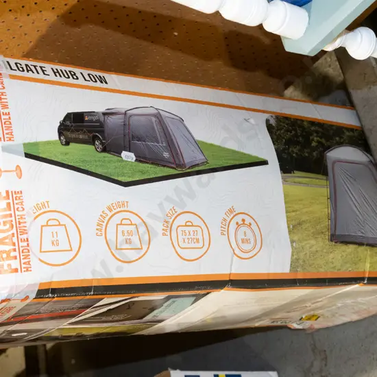 box; tent that attaches to back of van