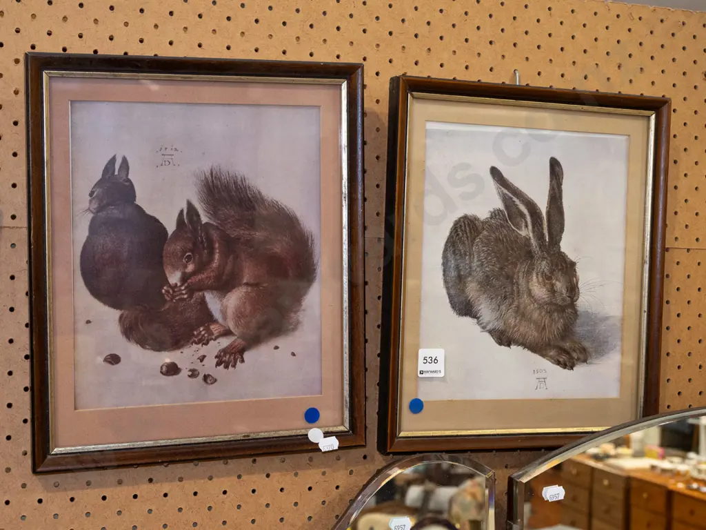 2x framed Druer prints - blue dots Image 1++