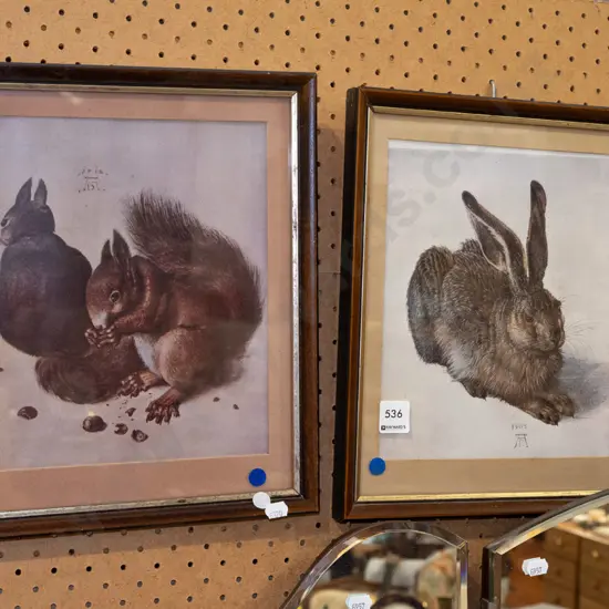 2x framed Druer prints - blue dots