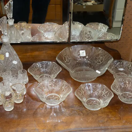 glass sweet set, small decanter, shot glasses