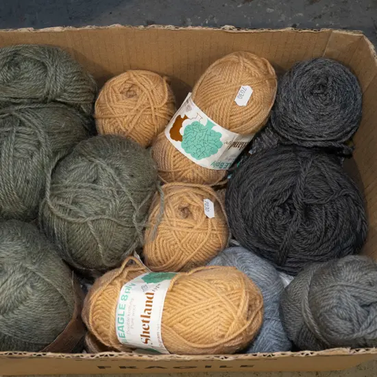 box of knitting yarn