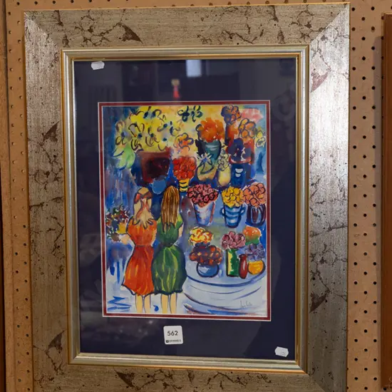 framed print - woman and flowers
