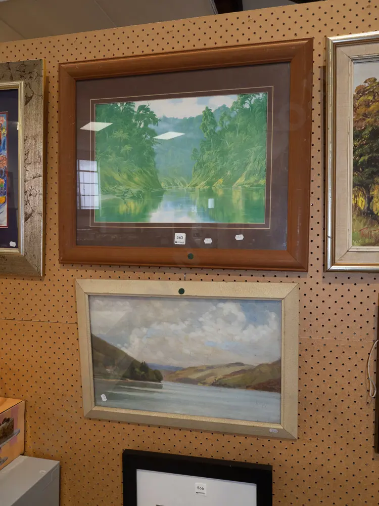 framed watercolour - landscape, framed print - river scene Image 1++