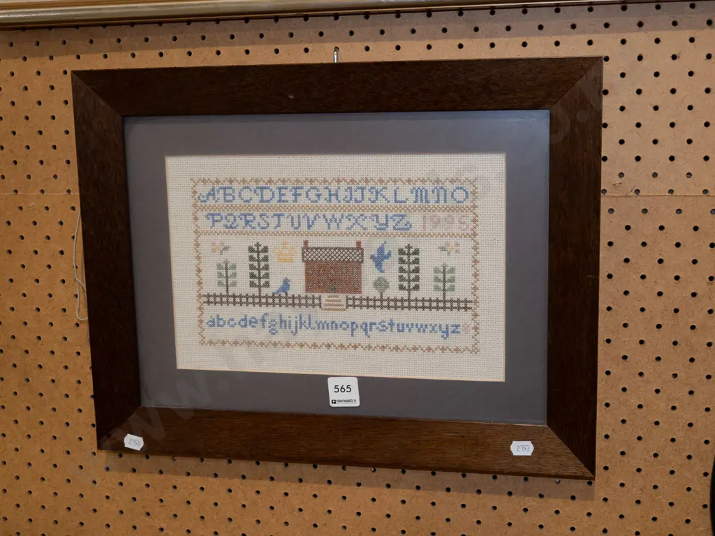 framed needlework sampler Image 1++