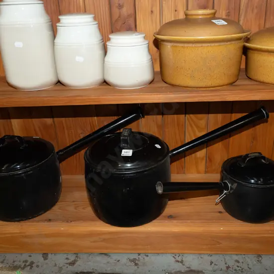 3x Judgeware long handled pots